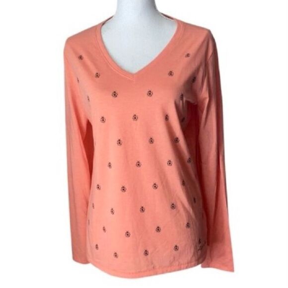 Life is Good Womens Peach V-Neck Top Size Medium - Picture 1 of 5